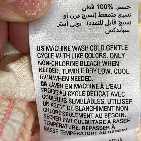 Bar III Striped Cotton Smocked Peplum Tie-Strap Sherbet Stripe My Peach Medium - Picture 7 of 7